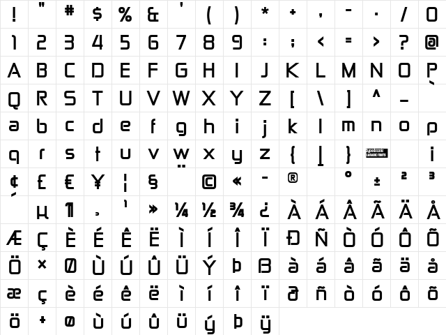 Zekton Bold Character Map Zekton Bold Character Map