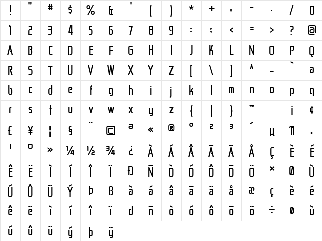 Zekton Cd Bold Character Map