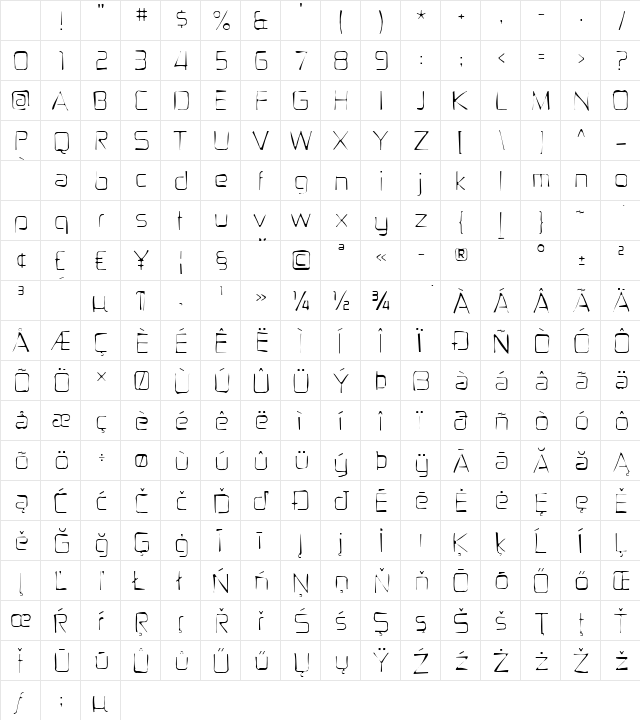 Zekton Gaunt Regular Character Map Zekton Gaunt Regular Character Map