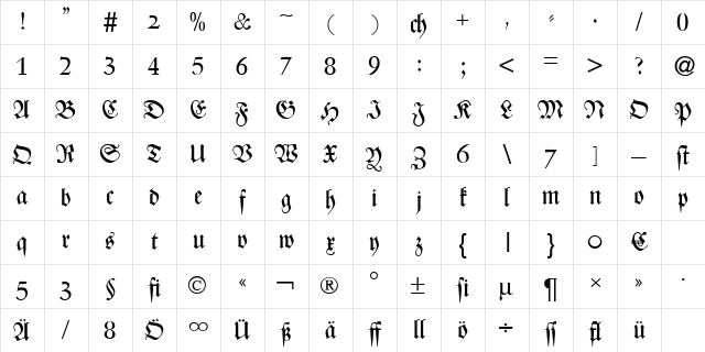 ZenturyDB Bold Character Map ZenturyDB Bold Character Map