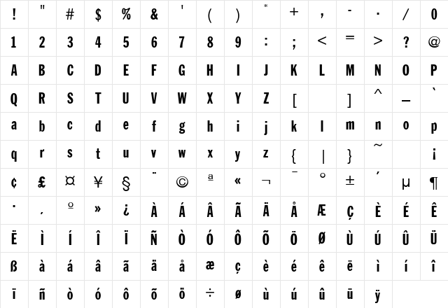 ZenherSSK Regular Character Map