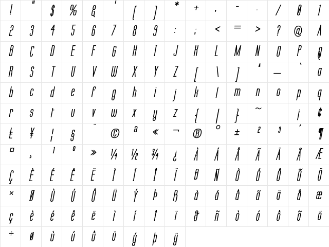 Labtop Bold Italic Character Map