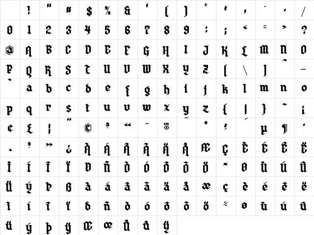 zerbeer Blk eYe/FS Regular Character Map zerbeer Blk eYe/FS Regular Character Map