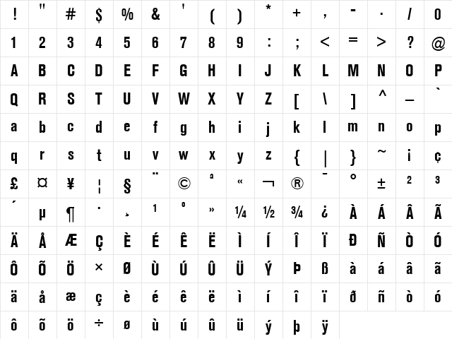 Berthold Akzidenz Grotesk BE Bold Character Map Berthold Akzidenz Grotesk BE Bold Character Map