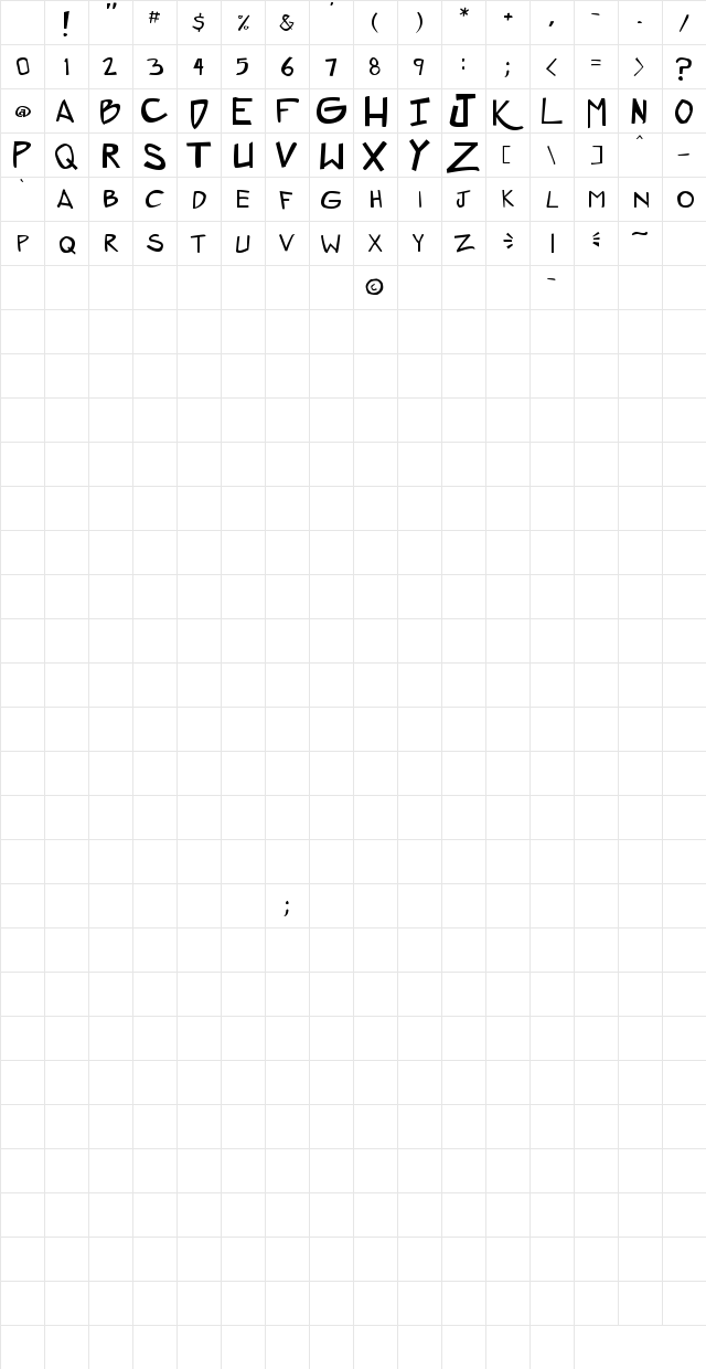 ZeroGene Regular Character Map ZeroGene Regular Character Map