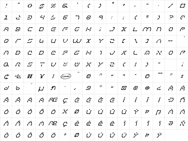 Zeta Sentry Italic Italic Character Map Zeta Sentry Italic Italic Character Map