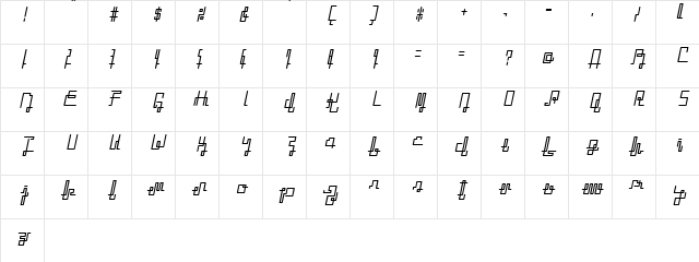 ZETUEcript Oblique Character Map