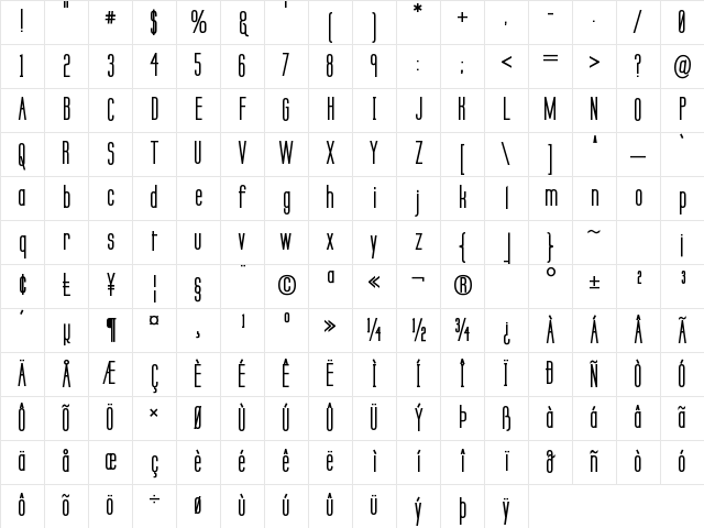 Labtop Secundo Bold Character Map