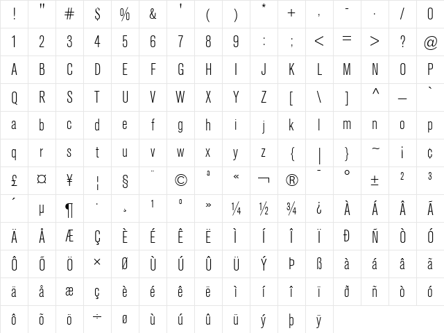 Berthold Akzidenz Grotesk BE Light Character Map Berthold Akzidenz Grotesk BE Light Character Map