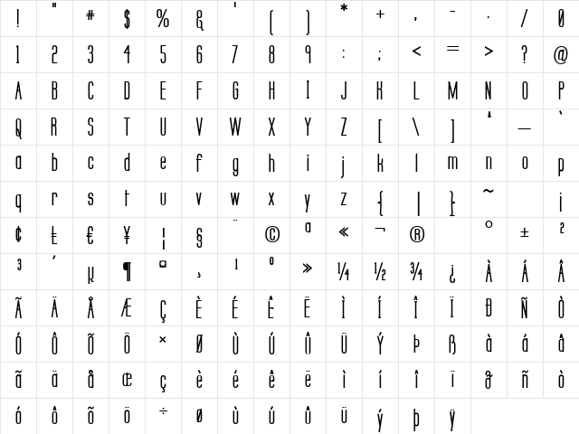 Labtop Secundo Bold Character Map