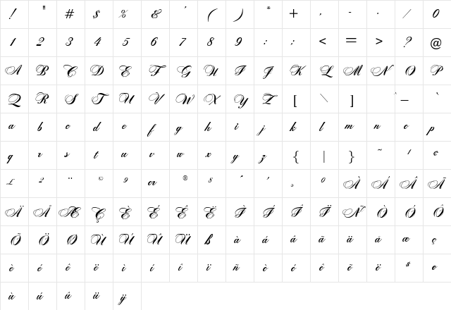 ZitherScript Regular Character Map