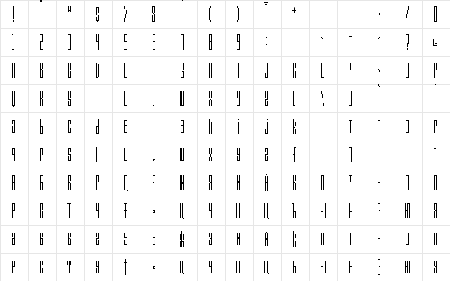 ZI_PIXEL_HIGH_24_CYR Regular Character Map