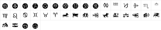 Zodiac Normal Character Map Zodiac Normal Character Map