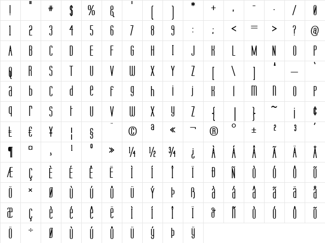 Labtop Unicase Bold Character Map