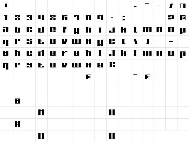 Zone Regular Character Map