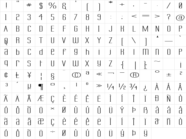 Labtop Unicase Superwide Regular Character Map Labtop Unicase Superwide Regular Character Map