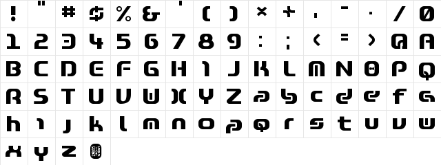 Zone99 Regular Character Map Zone99 Regular Character Map