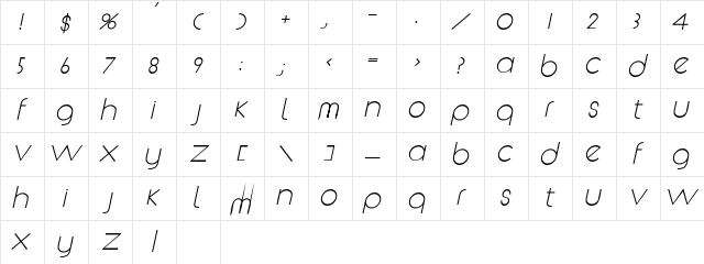 ZoobeSSK BoldItalic Character Map