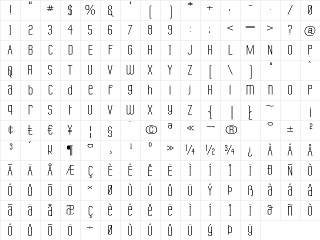 Labtop Unicase Wide Regular Character Map