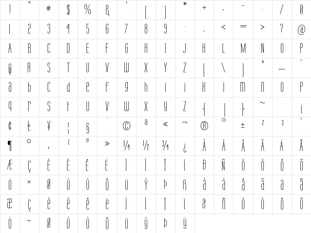 Labtop Unicase Regular Character Map