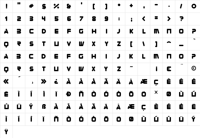 Zorque Regular Character Map Zorque Regular Character Map