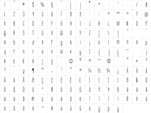 Labtop Upper Regular Character Map