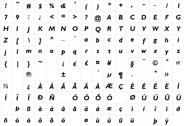 Achilles Last 1 Regular Character Map