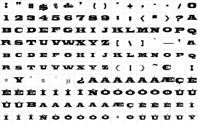 ZyklopInline Regular Character Map