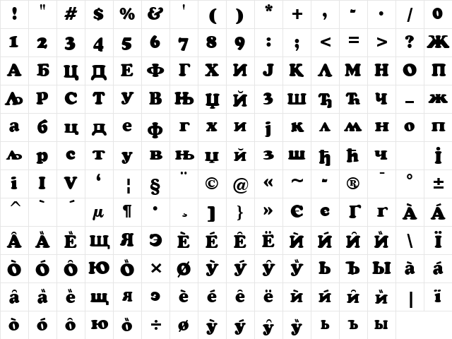 Cir CooperBlack Regular Character Map Cir CooperBlack Regular Character Map