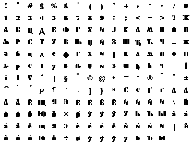 Cir FuturaCrazy Regular Character Map
