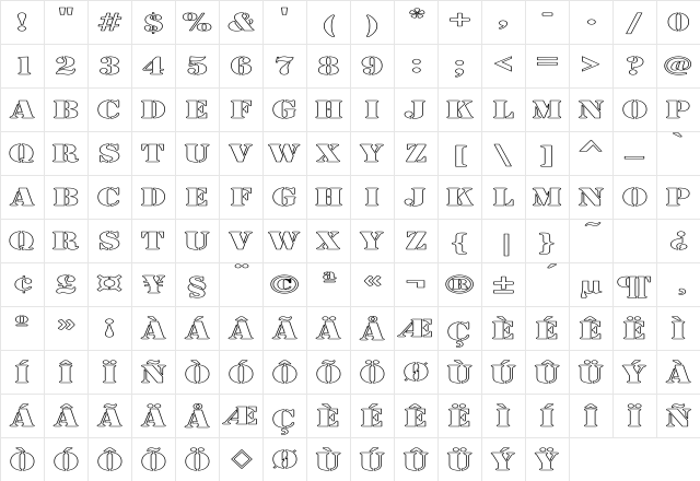 Army Hollow Expanded Regular Character Map