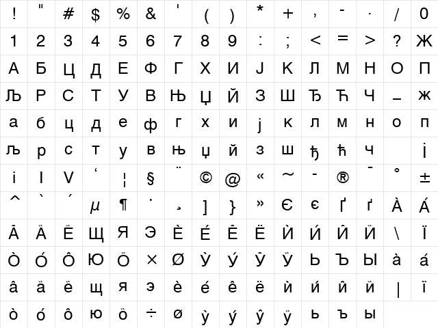 Cir Swiss Regular Character Map