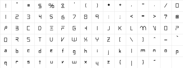Andromeda Regular Character Map