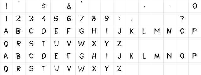 Caveman Regular Character Map