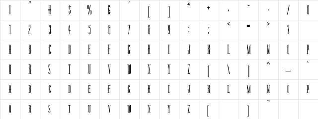 Manzanita Regular Character Map