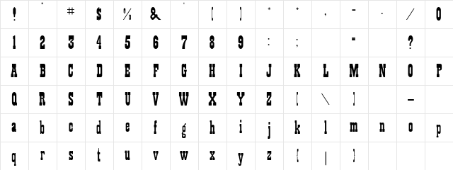 Playbill Regular Character Map