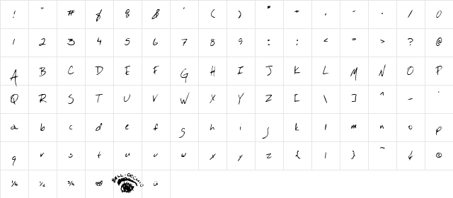 Lackey Regular Character Map