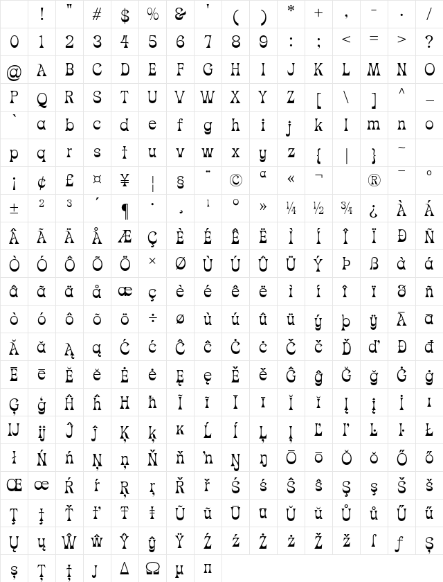 Christmas Blink Regular Character Map Christmas Blink Regular Character Map