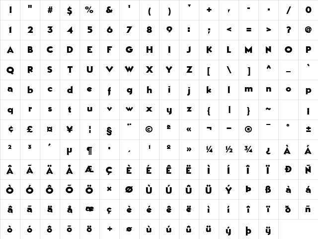 BestSevenFont77 Bold Character Map
