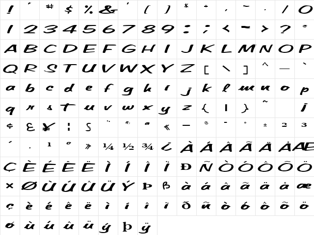 BetaTechFont65 Regular Character Map