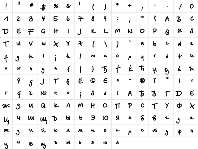BetinaScriptExtraCTT Regular Character Map BetinaScriptExtraCTT Regular Character Map