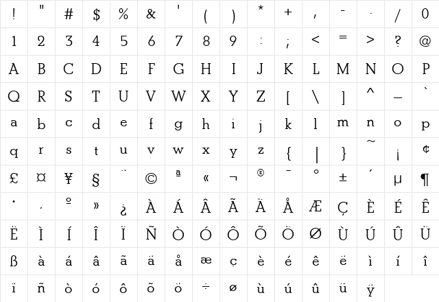 BetonEF Regular Character Map