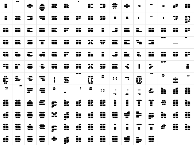 104 Regular Character Map