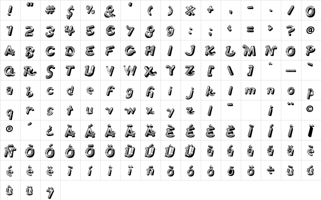 1stAve regular Character Map