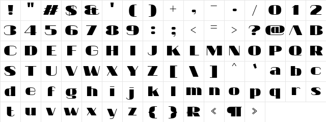 20 db Regular Character Map