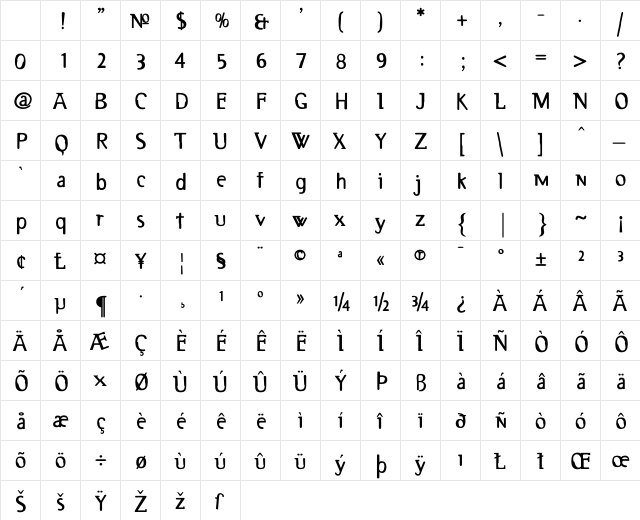 2RebelsDeux Bold Character Map 2RebelsDeux Bold Character Map