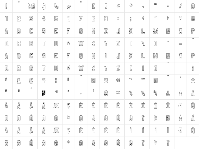 3x5 Outline Character Map