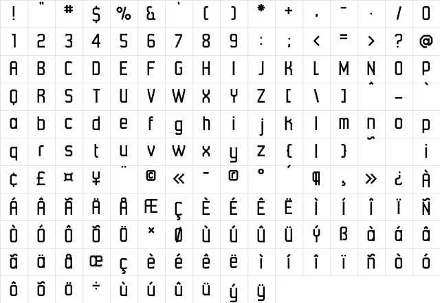 45degrees Regular Character Map