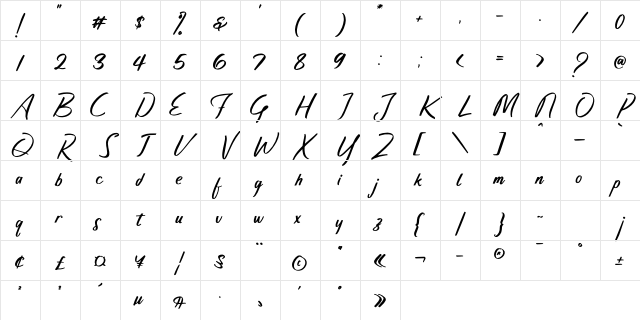 Edward Script Font Regular Character Map
