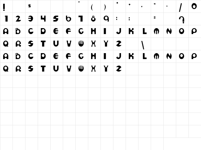 Lady 1 Regular Character Map Lady 1 Regular Character Map